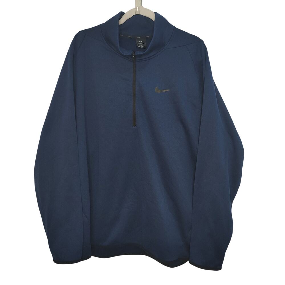 Nike Mens 3XL Jacket Dri-Fit Blue Quarter Zip Long Sleeve